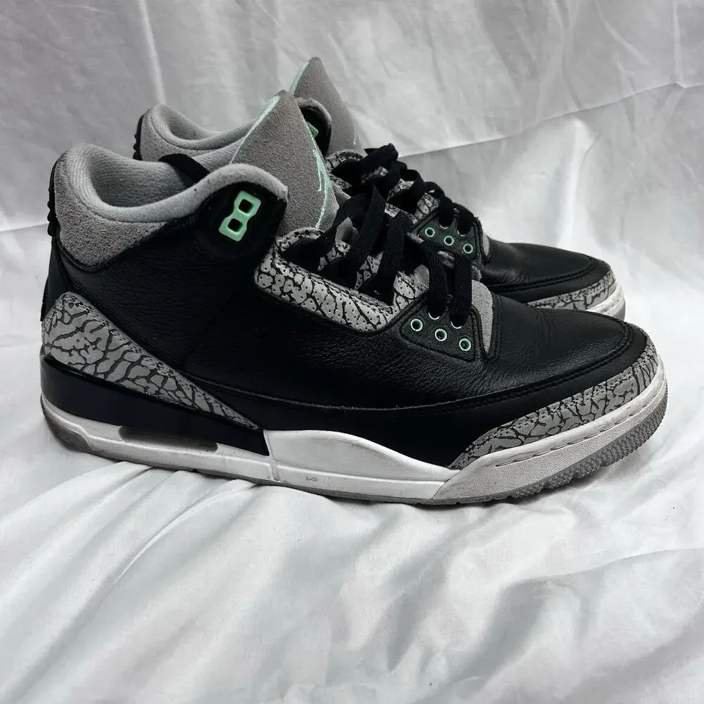 Nike Air Jordan 3 Retro Green Glow Mens Size 10 Black Grey CT8532-031 Used